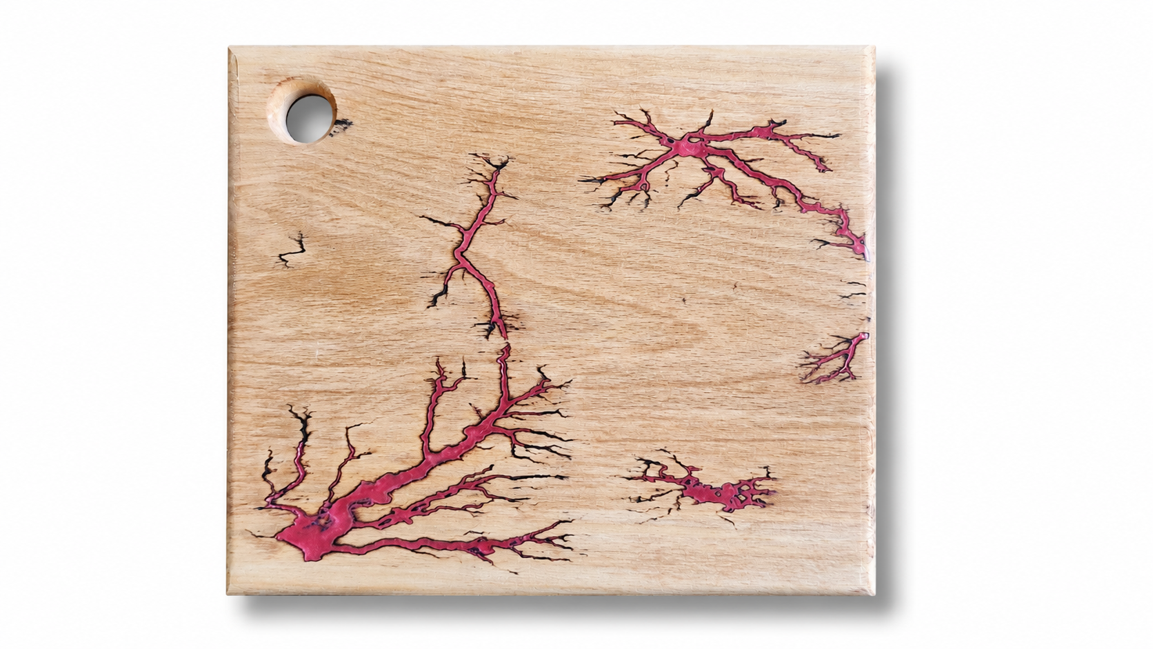 Élégante planche à découper en hêtre, motif fractal naturel 1 Planche à découper avec fractales rouge