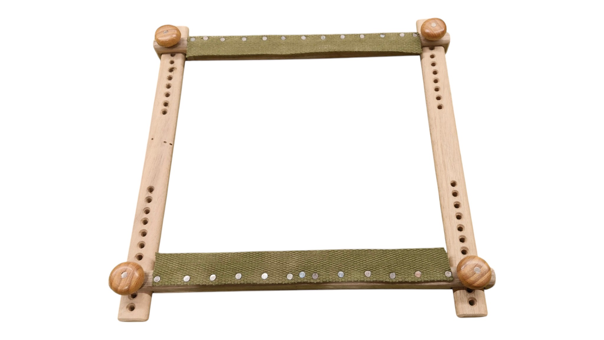 Métier à broder à mortaises 30cm Noyer-Sangle 1 Métier à broder de Lunéville
